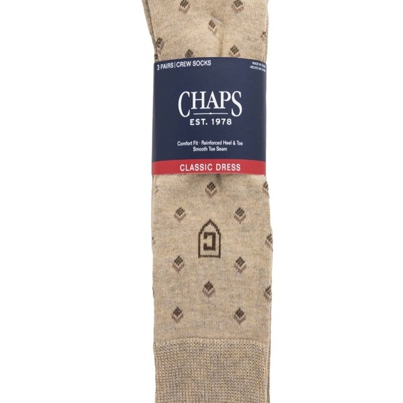 Chaps Classic Dress Diamond Crew Socks 3-Pair Pack - Picture 3 of 4